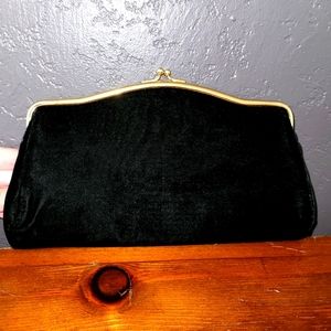 Black velvet vintage clutch by Dover